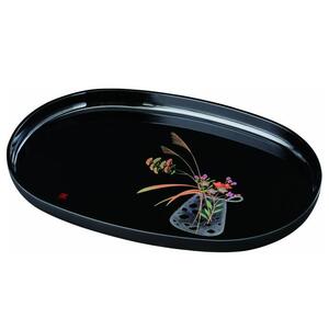 小判盆 PC 42cm 黒 盛絵花かご