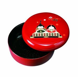 5.5寸 菓子器 朱 招福雛