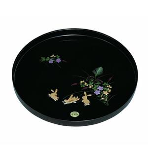 丸盆 30cm 黒 京うさぎ
