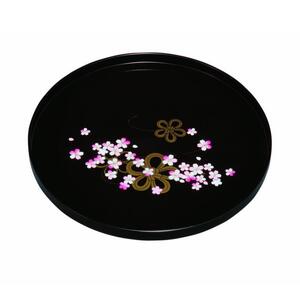丸盆 30cm 溜 花結び