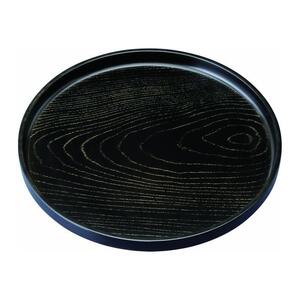 丸盆 27cm 金彩 黒ケヤキ杢 ノンスリップ ［YG439］