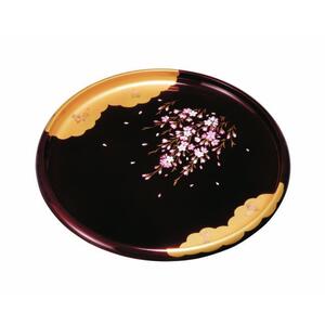 丸盆 24cm 溜 金雲さくら ［YG452］