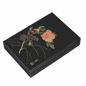 紀州漆器 板蓋手許 文庫 黒 紀の花 A4サイズ[YG243]