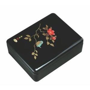 紀州漆器 新丸型文庫DX 黒 さえずり[YG341]
