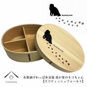 紀州漆器 曲げわっぱ まげわっぱ 弁当箱[スコティッシュフォールド] 我が家のネコちゃんシリーズ