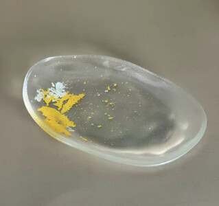 ビーンズ型小皿 クリア(金箔) [NF126]