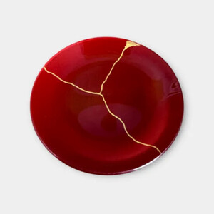 丸小皿 金継ぎデザイン 本朱 [NF145]