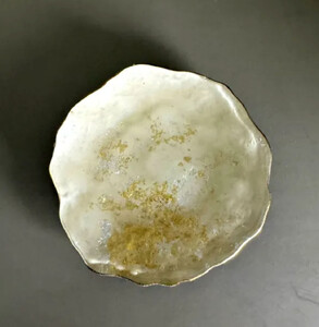 豆皿 口金ロック 古代金箔漆白 [NF168]