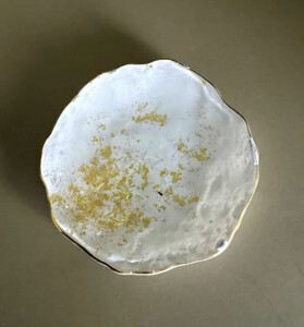 豆皿 口金ロック 古代金箔純白 [NF169]