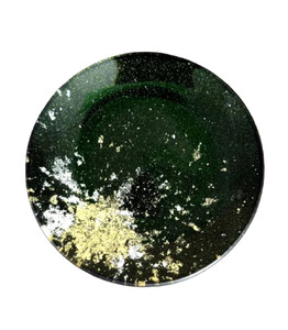 丸小皿(金箔)梨地グリーン[NF187]