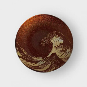 丸小皿 北斎 梨地レッド [NF262]