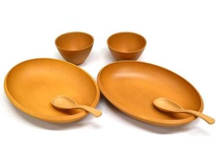 こもれび 木目調プレート&マルチボール＆スプーンNAセット【TN97】