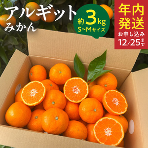 完熟 アルギット みかん 3kg S〜M サイズ