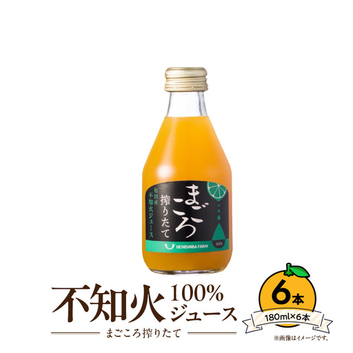 ZE6434_【まごころ搾りたて】不知火 100%ジュース 180ml × 6本