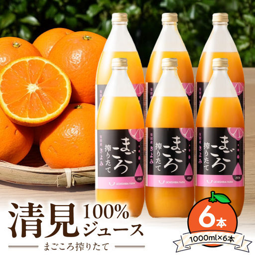 [まごころ搾りたて]清見 100%ジュース 1000ml 6本_ZE6405n