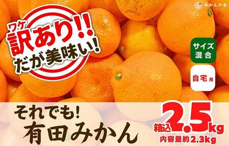 訳あり それでも 有田みかん 箱込 2.5kg (内容量約 2.3kg) サイズミックス B品 有田みかん 和歌山県産 産地直送 家庭用【みかんの会】