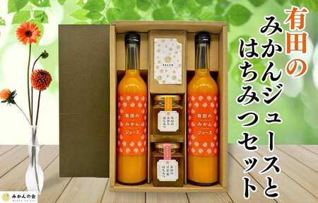 [お中元]みかんジュース (500ml×2本) と はちみつ ( みかん蜂蜜・百花蜂蜜 各210g) セット 和歌山県産 産地直送 みかんの会 [7月上旬〜8月上旬に順次発送]