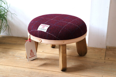 まぁるいスツール[ボルドー] 子供 椅子イスキッズ HARRIS TWEED(ハリスツイード