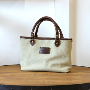 [サンドベージュ]MT-03 帆布×革 クラシカルな雰囲気のミニトートバッグ