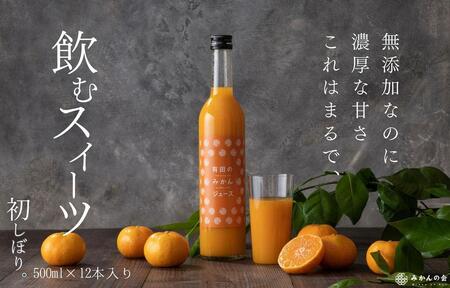 有田のみかんジュース 500ml×12本  和歌山県産 有田みかん使用 無添加 100％ ストレート