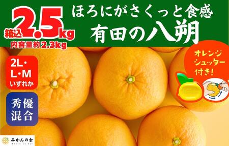 八朔 (はっさく) 玉ぞろい 箱込 2.5kg(内容量約 2.3kg) 2L L Mサイズのいずれか 秀品 優品 混合和歌山県産 産地直送[おまけ付き][みかんの会]