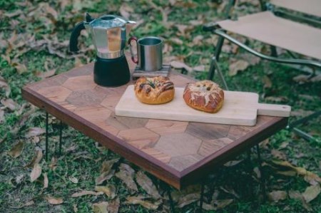 アウトドア用[ヘキサゴン柄天板]キャンプテーブル(SIL CAMP)