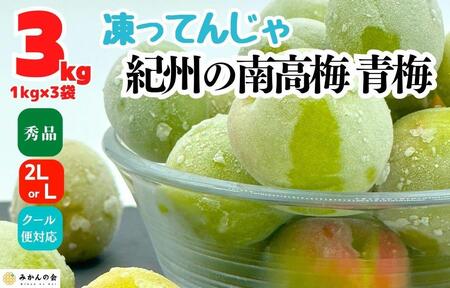 [2025年7月上旬〜出荷予定]梅 冷凍 青梅 南高梅 3kg ( 1kg × 3袋 ) 秀品 2L or Lサイズ 和歌山県産 紀州有田 [みかんの会]