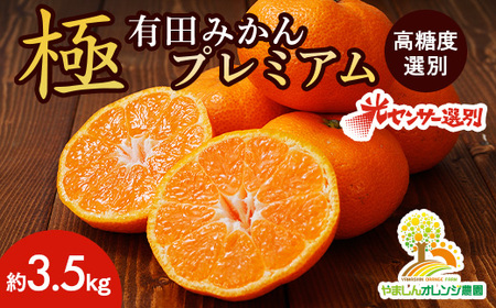 ＼光センサー選別/極 有田みかんプレミアム 約3.5kg[光センサー 高糖度選別品]2S〜Mの小玉サイズ 有機質肥料100% 