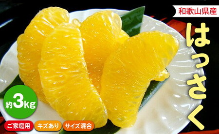 和歌山県 由良町産 はっさく 約3kg ご家庭用 キズあり サイズ混合