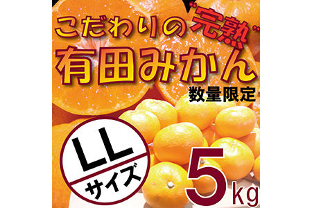 ＼農家直送/こだわりの完熟有田みかん LLサイズ約5kg 有機質肥料100%[11月上旬より順次発送] ※着日指定送不可 ※沖縄及び離島への発送不可