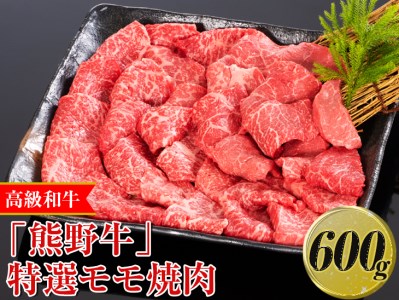 高級和牛「熊野牛」特選モモ焼肉 600g[4等級以上]|牛肉 ビーフ 国産 BBQ 冷凍便 厳選 ※離島への配送不可 ※着日指定不可