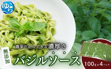 農家だからできる濃厚『無添加 バジルソース』 パック 100g×4袋 バジル バジルソース ばじる バジル 調味料 パスタ[fmlb044]