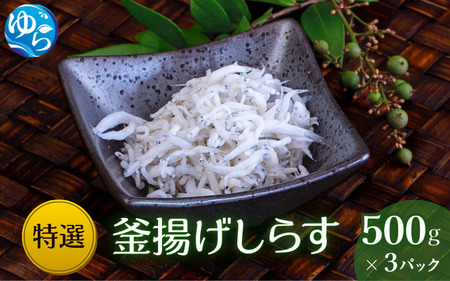 特選釜揚げしらす(500gパック入り×3つ) / シラス しらす丼 国産 冷蔵 プレミア和歌山認定 個包装 魚 お魚 さかな 食品 和歌山県 由良町[uoms003]