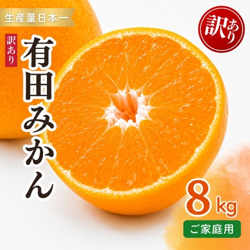 紀州 有田 みかん 8kg 訳あり (2L・3Lいずれかお届け) / 温州みかん 有田みかん 甘い キズ 和歌山 柑橘 ※2026年12月上旬〜2027年1月中旬頃順次発送予定 ※沖縄・離島配送不可 [sml004-c-8]
