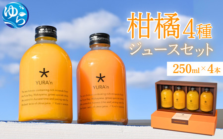 ※ギフト対応可※由良町産 柑橘4種 250ml×4本 ジュースセット[kzmn015]