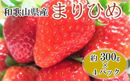 いちご[1月発送]和歌山県産ブランドいちご「まりひめ」約300g×4パック入り[北海道・沖縄県・離島配送不可][印南町産]