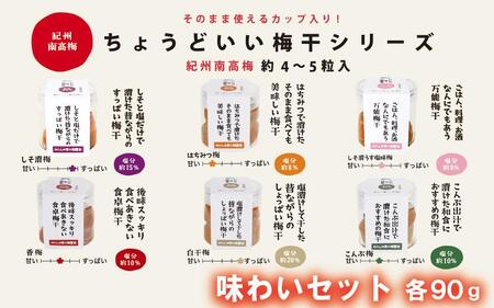ちょうどいい梅干セット [味わいセット]各90g×6種 (約4〜5粒入)