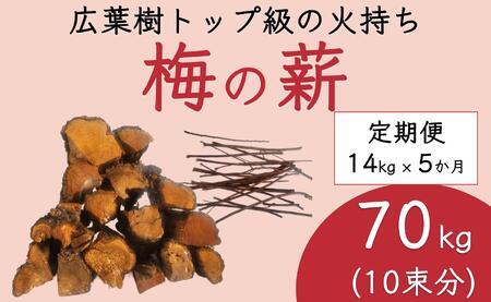[定期便 毎月発送・全5回 ]梅の薪 約14kg×5回 梅ボーイズ 広葉樹 [ 広葉樹トップ級の火持ち]E-002