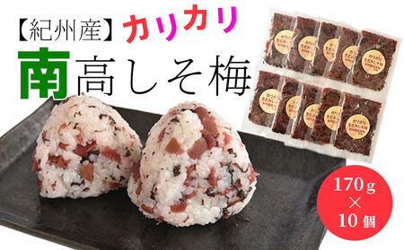 紀州産 カリカリ南高しそ梅 170g×10個 hjumys028