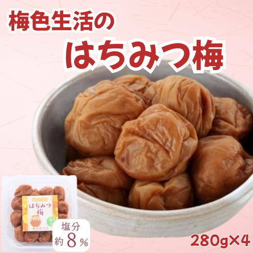紀州南高梅 はちみつ梅 280g×4パック/塩分8% kishusogo004[kishusogo004]
