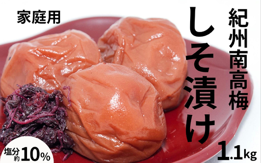 紀州南高梅しそ漬〔家庭用〕 1.1kg/塩分10% 訳あり 紀州梅干 maruni029[maruni029]