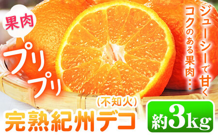 不知火 ( デコポン と同品種)果肉プリプリ 完熟紀州デコ(不知火) 約3kg 果肉 デコ 魚鶴商店[2月下旬-3月末頃出荷]紀州 和歌山県 日高川町 贈り物 ギフト デコポン と同品種 でこぽん しらぬい 