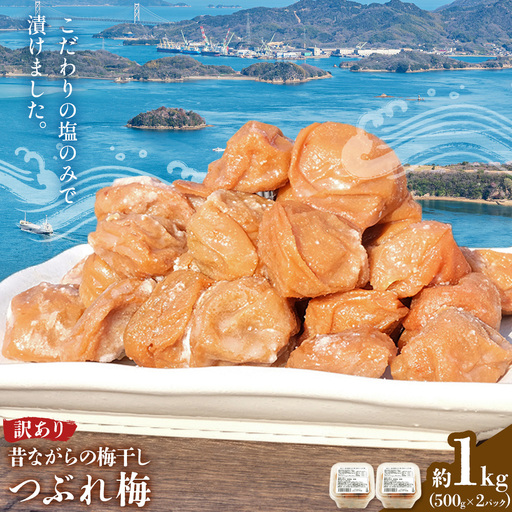 昔ながらの梅干し 訳あり つぶれ梅 約1kg 500g 2パック 農業法人 株式会社紀州梅香