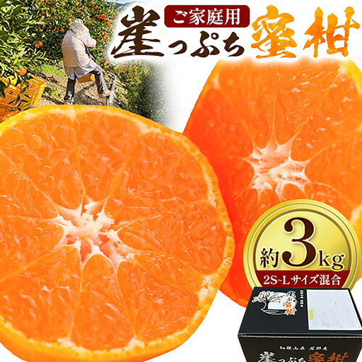 みかん ご家庭用 崖っぷち蜜柑 若野産 約3kg 2S〜Lサイズ混合