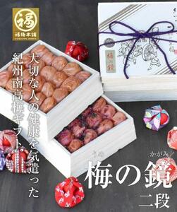 紀州特選南高梅 梅の鏡2段(まろやか梅・あまみつ梅) 厳選した最高級の大粒梅干し [ギフト 化粧箱入り 贈答用]