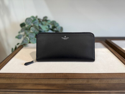 革職人が作った牛革ラウンドファスナー長財布[BLK]