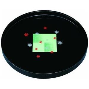 木製丸盆 30cm 黒 市松雪化粧[YG391]