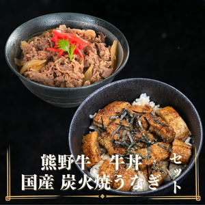 和歌山の老舗専門店の味、熊野牛、国産うなぎのうな牛丼セットB[mtf501]