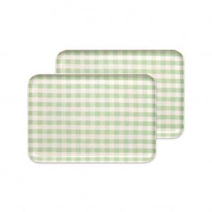 【グリーン2枚組】ST ランチョン トレー M 33cm ミルキー チェック タツクラフト 【Tk77】