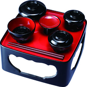 【6.5寸】仏器膳  黒内朱 椀付【YG374】